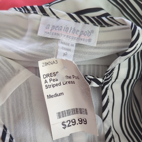 3 For $30. A Pea in the Pod Black and White Striped Sundress - Picture 11 of 13